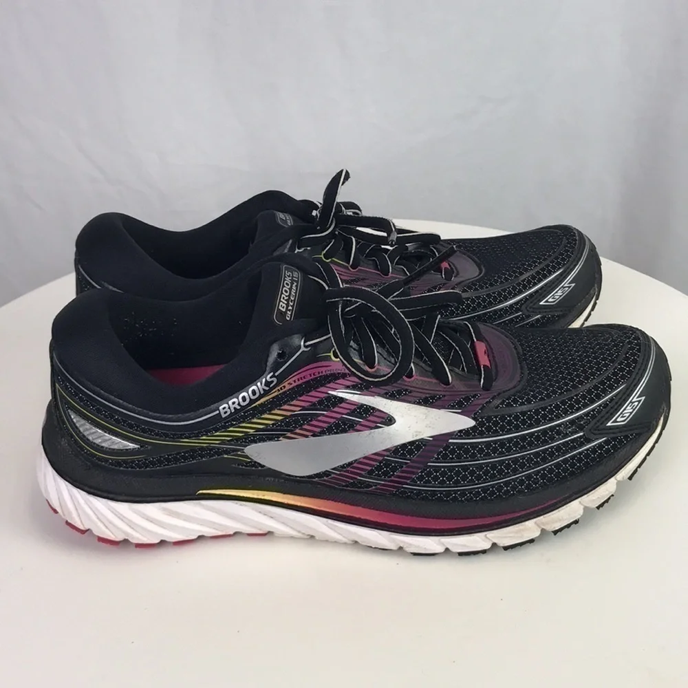 Brooks Women’s Black Purple Rainbow Glycerin 15 Running Shoes Size 9.5